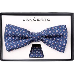 Mucha granatowa mikrowzór. Szare muszki męskie LANCERTO, bez wzorów, z dzianiny, eleganckie. Za 79,90 zł.