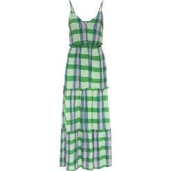 Sukienka midi z plisą guzikową bonprix zielony. Zielone sukienki damskie bonprix, bez wzorów, bez kołnierzyka, bez rękawów, midi, plisowane. Za 179,99 zł.