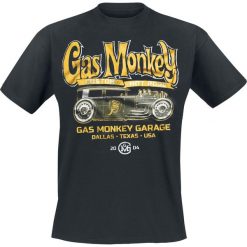 Gas Monkey Garage Green Hot Rod T-Shirt czarny. Czarne koszulki męskie Gas Monkey Garage, xl, z nadrukiem, z okrągłym kołnierzem. Za 21,90 zł.