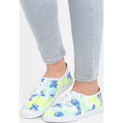 Biało-Niebieskie Tenisówki Tronia. Białe tenisówki damskie Born2be, z materiału. Za 39,99 zł.