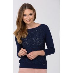 Sweter z ozdobnym, ażurowym panelem. Swetry damskie Monnari, z aplikacjami, z wiskozy. Za 83,58 zł.