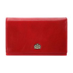 Portfele damskie: Skórzany portfel w kolorze czerwonym – (D)15 x (S)10 cm