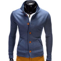 BLUZA MĘSKA ROZPINANA BEZ KAPTURA CARMELO - JEANSOWA. Szare bluzy męskie rozpinane marki Ombre Clothing, m, z bawełny, bez kaptura. Za 69,00 zł.