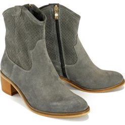 BIOECO BY ARKA 7521 1835 szary, botki wiosenno-letnie botki damskie. Szare botki damskie Bioeco by Arka, na lato, ze skóry, bez obcasa, na obcasie, na zamek. Za 339,90 zł.