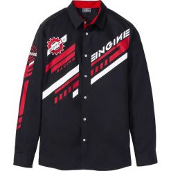 Koszula z długim rękawem Slim Fit bonprix czarny. Czarne koszule męskie bonprix, xl, z nadrukiem, bez kołnierzyka, z długim rękawem. Za 59,99 zł.
