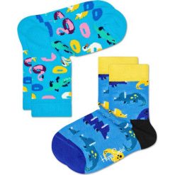 Happy Socks - Skarpetki dziecięce 15-34. Niebieskie skarpetki dziewczęce Happy Socks, bez wzorów, z elastanu. W wyprzedaży za 29,90 zł.