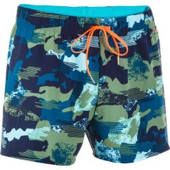 Szorty pływackie krótkie 100 CAMO męskie. Niebieskie spodenki i szorty męskie NABAIJI, m, bez wzorów, z elastanu, krótkie. Za 69,99 zł.