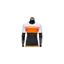 T-SHIRT MĘSKI BEZ NADRUKU S844 - POMARAŃCZOWY/GRAFITOWY. Brązowe t-shirty męskie z nadrukiem Ombre Clothing, m. Za 29,00 zł.