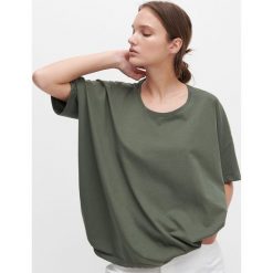 T-shirt oversize z bawełny organicznej - Khaki. Brązowe t-shirty damskie Reserved, s, bez wzorów, z bawełny, bez kołnierzyka. Za 49,99 zł.