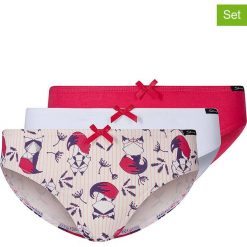 Figi (3 pary) w kolorze białym, beżowym i czerwonym. Czerwone majtki dziewczęce Skiny Girls. W wyprzedaży za 45,95 zł.