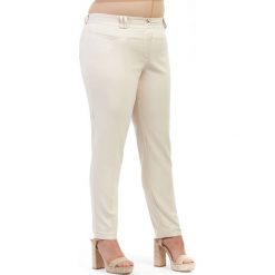 Eleganckie spodnie cygaretki w kolorze beżowym XXL OVERSIZE LATO. Brązowe spodnie damskie Moda Size Plus Iwanek, xxl, z bawełny. Za 129,90 zł.