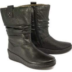 RIEKER Y4473-00 black, kozaki damskie. Czarne kozaki damskie Rieker, ze skóry, bez obcasa, na zamek. Za 399,90 zł.