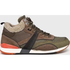 Napapijri - Buty. Zielone buty sportowe męskie Napapijri, ze skóry, na sznurówki. W wyprzedaży za 299,90 zł.