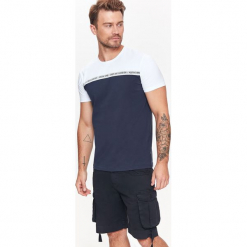 T-SHIRT MĘSKI Z ŁĄCZONYMI KOLORAMI. Szare t-shirty męskie Top Secret, na jesień, m, z bawełny. Za 24,99 zł.