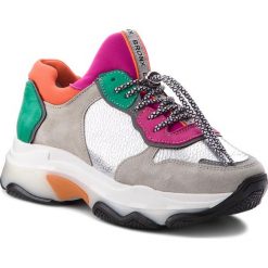 Sneakersy BRONX - 66167-E BX 1525 Off White/Silver/Fuchsia 2357. Szare półbuty damskie marki Bronx, bez wzorów, ze skóry, bez obcasa, na obcasie, bez zapięcia. Za 565,00 zł.
