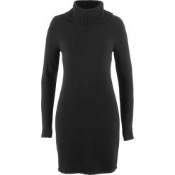 Sukienka dzianinowa z golfem, długi rękaw bonprix czarny. Czarne sukienki damskie bonprix, bez wzorów, z dzianiny, z golfem, z długim rękawem, długie, maxi. Za 59,99 zł.