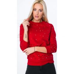 Bluza z kolorowymi koralikami czerwona 1689. Czerwone bluzy damskie Fasardi, xl, bez wzorów, bez rękawów, bez kaptura. Za 49,00 zł.