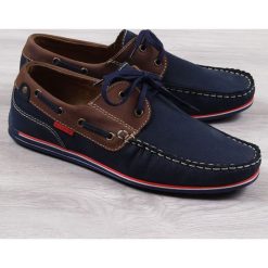 Mokasyny męskie skórzane casual granatowe Gregor - granatowy. Niebieskie mokasyny męskie Gregor, casualowe. Za 229,99 zł.