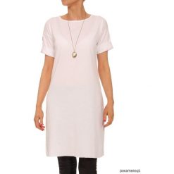 Sukienka biała YY200050_RAL9003. Białe sukienki damskie Pakamera, na co dzień, bez wzorów, z materiału, klasyczne, z okrągłym kołnierzem, z krótkim rękawem, krótkie, midi, proste. Za 179,00 zł.