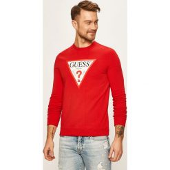Guess Jeans - Bluza. Białe bluzy męskie Guess Jeans, xxl, z nadrukiem, z elastanu, z okrągłym kołnierzem, bez rękawów, bez kaptura. W wyprzedaży za 179,90 zł.