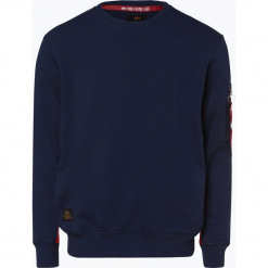 Alpha Industries - Męska bluza nierozpinana, niebieski. Niebieskie bluzy męskie Alpha Industries, xl, bez wzorów, eleganckie, bez kołnierzyka, bez rękawów, bez kaptura. Za 299,95 zł.