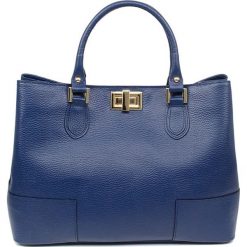 Torebki klasyczne damskie: Skórzana torebka „Jeanne” w kolorze niebieskim – 34 x 26 x 12 cm