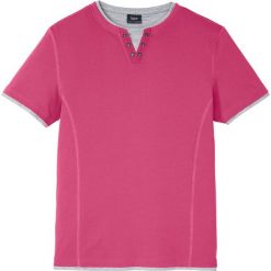 T-shirt 2 w 1 bonprix różowy. Różowe t-shirty męskie bonprix, s, bez wzorów, bez kołnierzyka. Za 44,99 zł.