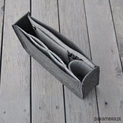 Torebki klasyczne damskie: Filcowy organizer do torebki -grafitowy z szarym