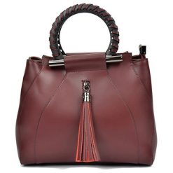 Torebki klasyczne damskie: Skórzana torebka w kolorze bordowym – (S)29 x (W)24 x (G)14 cm