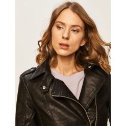 Answear - Ramoneska. Czarne kurtki damskie ANSWEAR, s, bez wzorów, ze skóry, krótkie. W wyprzedaży za 179,90 zł.