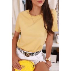 T-shirt damski DILVINZA YELLOW. Żółte bluzki damskie IVET, bez wzorów, bez kołnierzyka. W wyprzedaży za 19,00 zł.