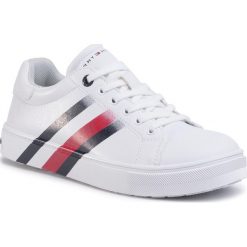 Sneakersy TOMMY HILFIGER - Low Cut Lace-Up Sneaker T3B4-30721-0901 S White 100. Białe trampki chłopięce TOMMY HILFIGER, bez wzorów, ze skóry ekologicznej, na sznurówki. Za 299,00 zł.