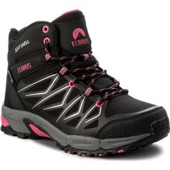 Trekkingi ELBRUS - Gabby Mid Wp Black/Fuschsia. Czarne trapery damskie ELBRUS, ze skóry ekologicznej, bez obcasa, bez zapięcia. W wyprzedaży za 219,00 zł.