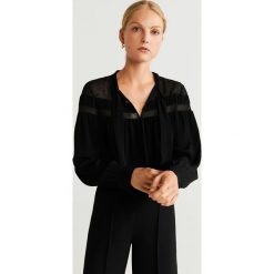 Mango - Bluzka Brera. Czarne bluzki damskie Mango, s, bez wzorów, z poliesteru, bez kołnierzyka, z długim rękawem. Za 139,90 zł.