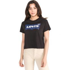 Levi's Koszulka Czarny. Czarne koszulki damskie Levi's®, s, z nadrukiem, z bawełny, bez kołnierzyka, z krótkim rękawem. Za 137,95 zł.
