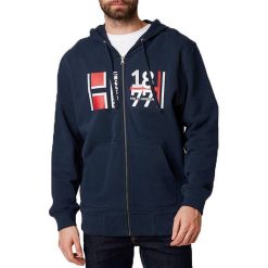 Helly Hansen 1877 Full Zip Hoodie 53226-598 bluzy męskie granatowe L. Bluzy męskie Helly Hansen, m, bez wzorów, z bawełny, sportowe, z kapturem, bez rękawów, z kapturem. W wyprzedaży za 329,99 zł.