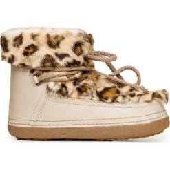 Śniegowce INUIKII BOOT RABBIT WILD JAGUAR. Brązowe śniegowce damskie Inuikii, ze skóry. Za 1630,00 zł.