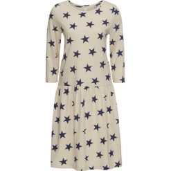 Sukienka shirtowa w gwiazdy bonprix beżowo-niebieski. Brązowe sukienki damskie z falbanami marki bonprix. Za 37,99 zł.