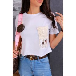 T-shirt damski MARVELA WHITE. Białe bluzki damskie IVET, bez wzorów, bez kołnierzyka. W wyprzedaży za 19,00 zł.