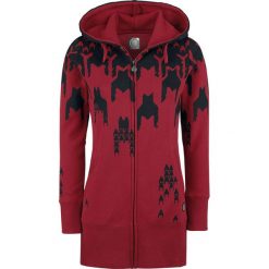 Bluzy damskie: RED by EMP Dogtooth Hoodiejacket Bluza z kapturem rozpinana damska bordowy