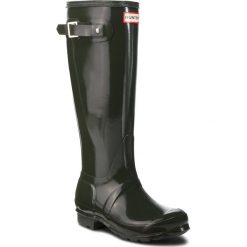Kalosze HUNTER - Org Tall Gloss WFT1000RGL Dark Olive. Zielone kalosze damskie Hunter, bez wzorów, z tworzywa sztucznego. W wyprzedaży za 409,00 zł.