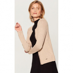 Dopasowany sweter z zapięciem na guziki - Beżowy. Brązowe swetry rozpinane damskie Mohito, l. Za 69,99 zł.