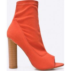 Public Desire - Szpilki Ares. Pomarańczowe szpilki marki Public Desire, z materiału, z otwartym noskiem, na obcasie. W wyprzedaży za 69,90 zł.