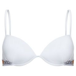Biustonosz z fiszbiną Moschino Underwear & Swim A4615 9003. Białe biustonosze Moschino Underwear & Swim, bez wzorów, z elastanu. W wyprzedaży za 229,00 zł.