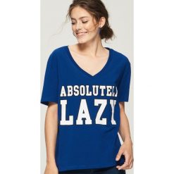 T-shirt z nadrukiem - Niebieski. Niebieskie t-shirty damskie marki Sinsay, l, z nadrukiem. W wyprzedaży za 14,99 zł.