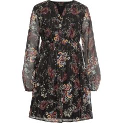 Sukienka szyfonowa bonprix czarny "paisley". Czarne sukienki damskie bonprix, bez wzorów, z szyfonu, bez kołnierzyka, z krótkim rękawem, krótkie, mini, plisowane. Za 119,99 zł.