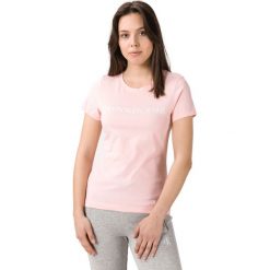 Calvin Klein Koszulka Beżowy. Brązowe koszulki damskie Calvin Klein, xs, z nadrukiem, z bawełny, bez kołnierzyka. Za 152,95 zł.
