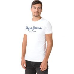 Pepe Jeans Koszulka Biały. Białe podkoszulki męskie Pepe Jeans, s, z nadrukiem, z jeansu, bez kołnierzyka, z krótkim rękawem, krótkie. Za 109,95 zł.