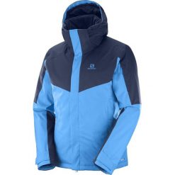 Salomon kurtka Stormseeker Jkt M granatowy/niebieski L. Niebieskie kurtki sportowe męskie Salomon, m, bez wzorów, bez kaptura, narciarskie. W wyprzedaży za 849,00 zł.