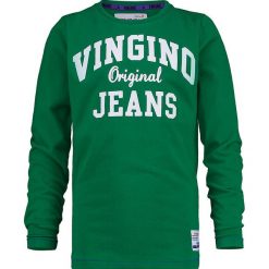 Koszulka "Jeriah" w kolorze zielonym. Zielone t-shirty chłopięce Vingino, z nadrukiem, z bawełny, z długim rękawem. W wyprzedaży za 49,95 zł.